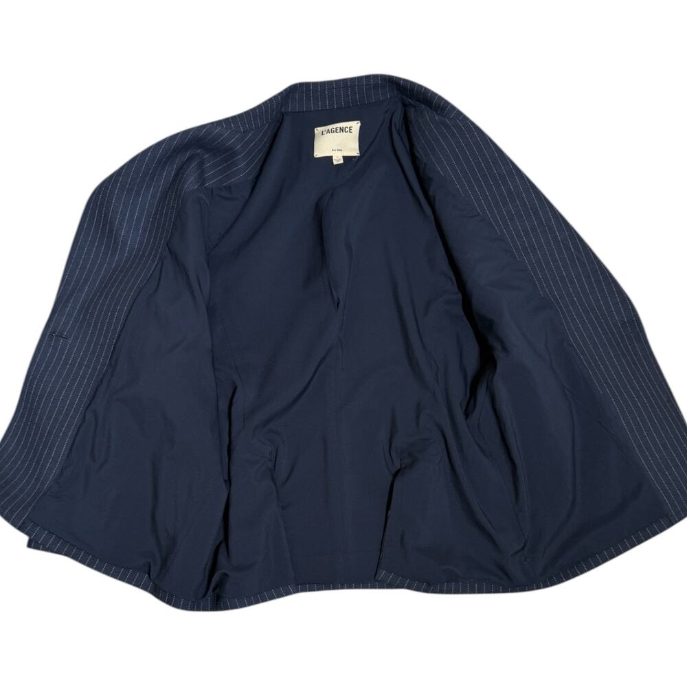L'Agence Chamberlain Blue Pinstripe Blazer Single Button Tailored Fit Size‎ 12 - Picture 8 of 10